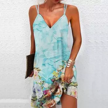 Женское модное и сексуальное платье без бретелек с 3D цветочным принтом, свободное камуфляжное платье с v-образным вырезом XS фиолетовый
