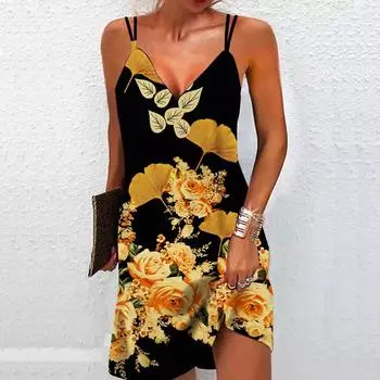 Женское модное и сексуальное платье без бретелек с 3D оранжевым розовым принтом, свободное камуфляжное платье с v-образным вырезом XS оранжевый