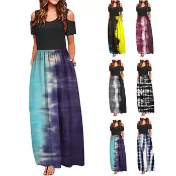 Женское модное и универсальное праздничное платье без бретелек с круглым вырезом и длинным принтом, весеннее и летнее платье XL