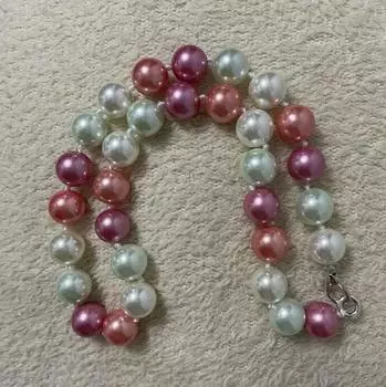Женское модное индивидуальное многоцветное ожерелье с жемчугом в форме ракушки 12 мм, 18 дюймов
