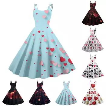 Женское модное коктейльное платье без бретелек с принтом ко Дню святого Валентина в готическом стиле, панк, винтажное платье. S розовый