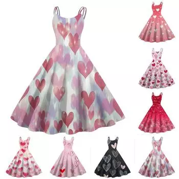 Женское модное коктейльное платье без бретелек с принтом ко Дню святого Валентина в готическом стиле, панк, винтажное платье. M