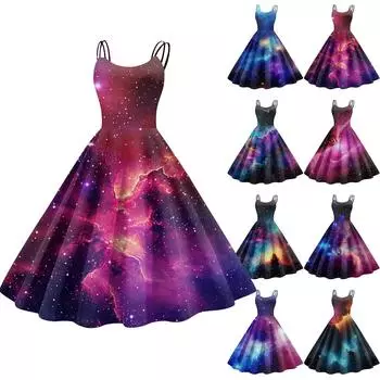 Женское модное коктейльное платье без бретелек с принтом в готическом стиле, панк, винтажное платье. L синий