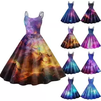 Женское модное коктейльное платье без бретелек с принтом в готическом стиле, панк, винтажное платье. L синий