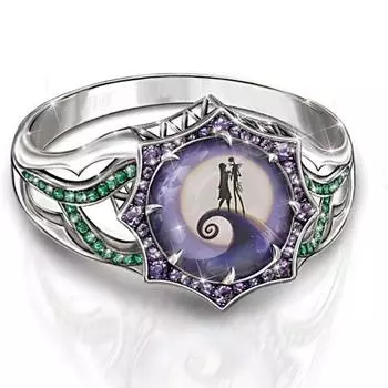 Женское модное кольцо из стерлингового серебра 925 пробы с цирконом, подарок на Хэллоуин, ювелирное кольцо 7