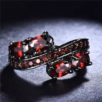 Женское модное кольцо с камнем черного золота, обручальное свадебное украшение, размер 6-10 6 красный