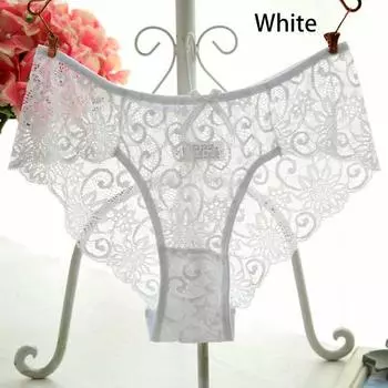 Женское модное кружевное нижнее белье Brife Triangle P со средней талией, мягкое, сексуальное, прозрачное S белый