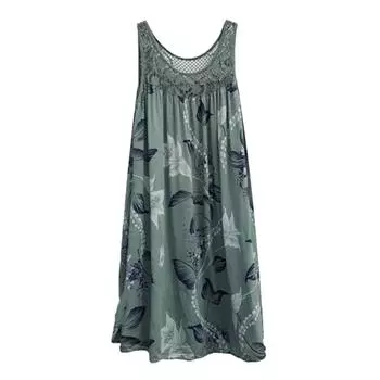 Женское модное кружевное платье без рукавов с принтом XL