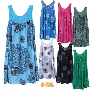 Женское модное кружевное платье без рукавов с принтом 5XL красный