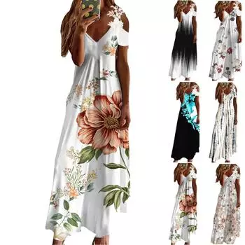 Женское модное летнее кружевное платье с v-образным вырезом и открытыми плечами и короткими рукавами L чёрный