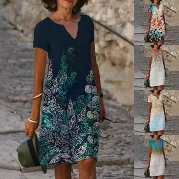 Женское модное летнее новое трендовое платье с v-образным вырезом и коротким рукавом с принтом XXXL жёлтый