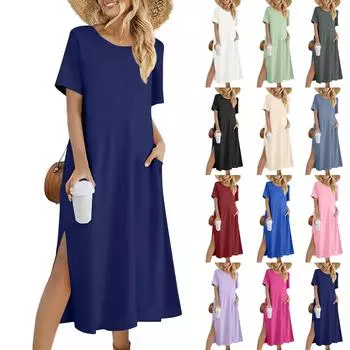 Женское модное летнее однотонное платье, повседневное пляжное платье, облегающее праздничное платье XXL фиолетовый