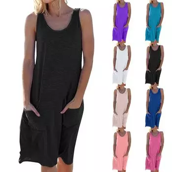 Женское модное летнее однотонное платье с круглым вырезом и большим подолом XXL синий