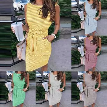 Женское модное летнее однотонное платье с круглым вырезом без рукавов и бахромой на шнуровке с карманом XXXL кофейный