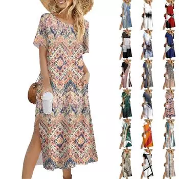 Женское модное летнее платье с цветным лоскутным принтом в стиле повседневное пляжное платье облегающее праздничное платье L
