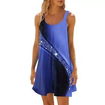 Женское модное летнее пляжное повседневное милое платье на бретельках без рукавов с принтом S красный