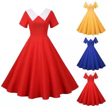 Женское модное новое модное платье с короткими рукавами и V-образным вырезом, однотонное вечернее платье XXL жёлтый