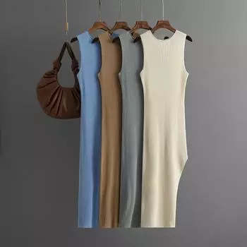 Женское модное облегающее платье без рукавов Женское платье-футляр на бедрах серый