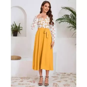 Женское модное облегающее платье с длинным рукавом и V-образным вырезом, контрастное кружевное платье S синий