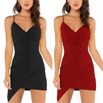 Женское модное однотонное нерегулярное платье без рукавов с v-образным вырезом мини-платье XL чёрный