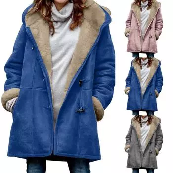 Женское модное однотонное пальто с длинными рукавами, свободная куртка на молнии M синий