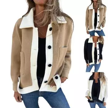 Женское модное однотонное пальто с длинными рукавами, свободная куртка на молнии M чёрный