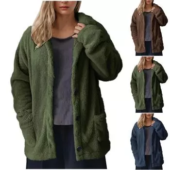 Женское модное однотонное пальто с длинными рукавами, свободная куртка M чёрный