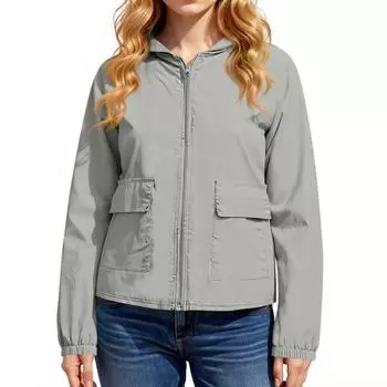 Женское модное однотонное пальто с карманом на молнии для защиты от солнца M