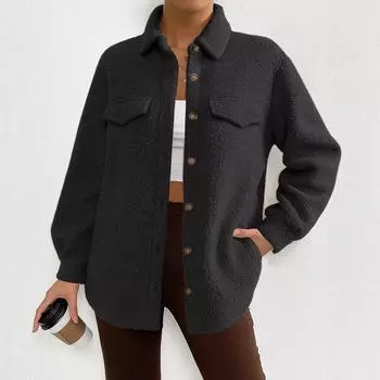 Женское модное однотонное пальто-жакет с лацканами и пуговицами, с длинными рукавами XL