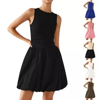 Женское модное однотонное платье без рукавов с оборками и застежкой-молнией L бежевый