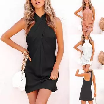 Женское модное однотонное платье макси с подвесным вырезом, сексуальное платье с разрезом L розовый