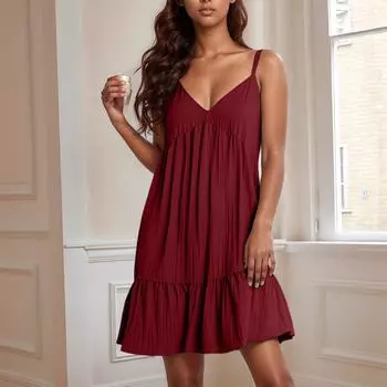 Женское модное однотонное сексуальное платье с V-образным вырезом и подтяжками без рукавов для пляжного отдыха XXL