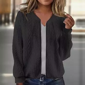 Женское модное однотонное свободное спортивное пальто с воротником-стойкой и застежкой-молнией L чёрный