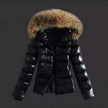 Женское модное пальто Женское глянцевое водонепроницаемое зимнее пальто с капюшоном 2XL чёрный