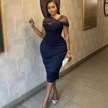 Женское модное платье-футляр, однотонное платье с запахом на груди, лоскутное платье из марли с коротким рукавом, уличное платье с запахом на бедрах S чёрный