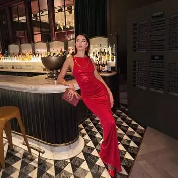 Женское модное платье-халат без рукавов, облегающее однотонное платье с закрытой ягодицей S красный