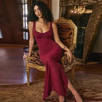 Женское модное платье-халат с длинными рукавами и сексуальным газовым лифом S бордовый