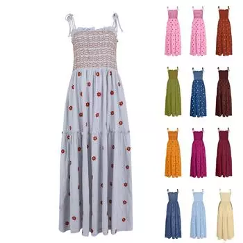 Женское модное платье-комбинезон без рукавов с вышивкой в виде солнечного цветка, сексуальное платье А-силуэта S жёлтый