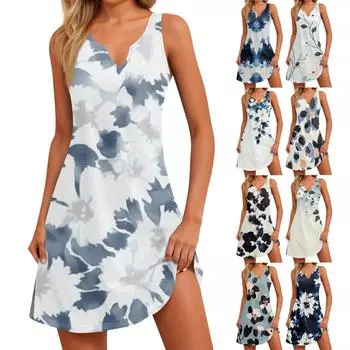 Женское модное платье-комбинезон с цветочным принтом и V-образным вырезом с разрезом XXL