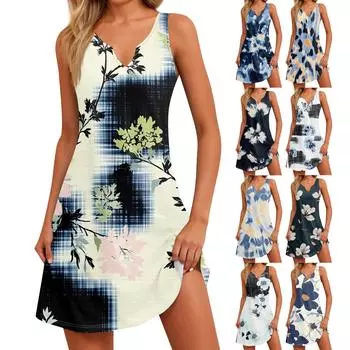 Женское модное платье-комбинезон с цветочным принтом и V-образным вырезом с разрезом M