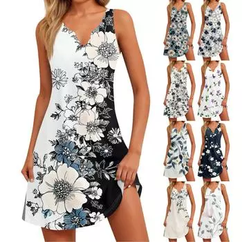 Женское модное платье-комбинезон с цветочным принтом и V-образным вырезом с разрезом XXXL