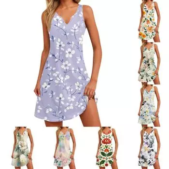 Женское модное платье-комбинезон с цветочным принтом и V-образным вырезом с разрезом XL