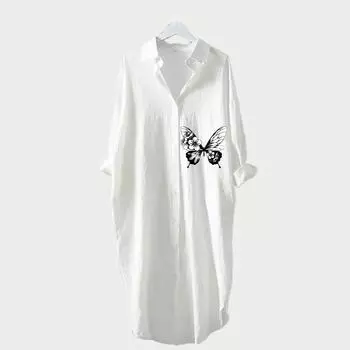 Женское модное платье-рубашка с принтом, повседневный свободный кардиган с длинным рукавом, платье-рубашка выше колена S