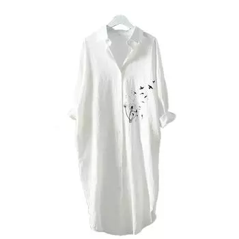 Женское модное платье-рубашка с принтом, повседневный свободный кардиган с длинным рукавом, платье-рубашка выше колена S
