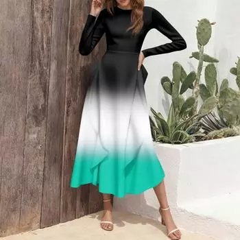 Женское модное платье с цветочным принтом и оборками L чёрный