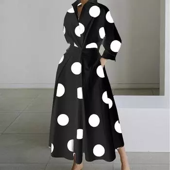 Женское модное платье с длинным рукавом и V-образным вырезом для женщин L чёрный