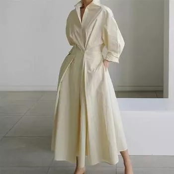 Женское модное платье с длинным рукавом и V-образным вырезом для женщин L хаки