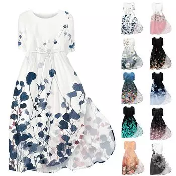 Женское модное платье с круглым вырезом и коротким рукавом с завязками, повседневное платье L чёрный