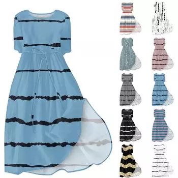 Женское модное платье с круглым вырезом и коротким рукавом с завязками, повседневное платье L бежевый