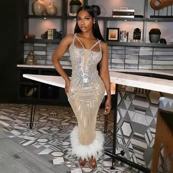 Женское модное платье с поясной сумкой и пайетками для хозяев ежегодных встреч, вечернее шерстяное платье S абрикосовый